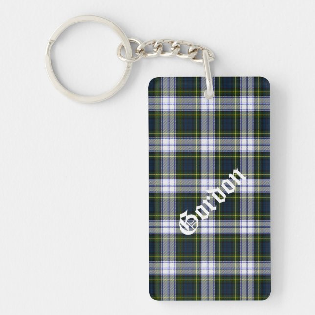 Custom Clan Gordon Dress Tartan Plaid Key Chain (Front)