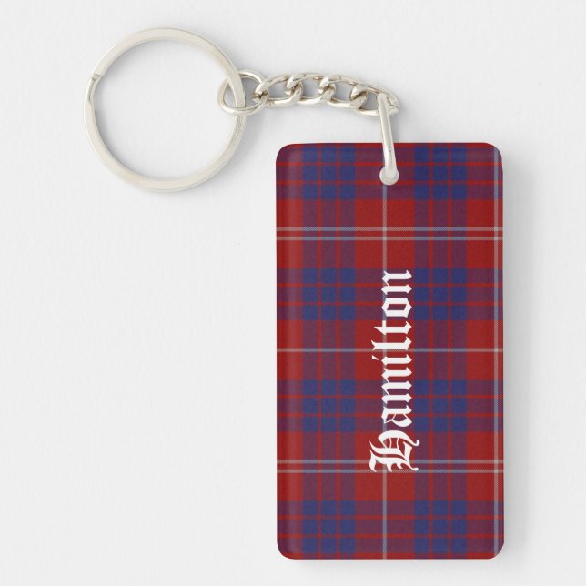 Custom Clan Hamilton Tartan Plaid Key Chain (Front)