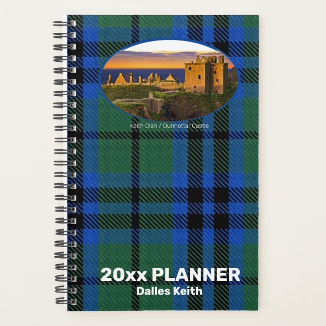 Custom Clan Keith Scottish Castle & Tartan Weekly Planner (Front)