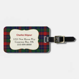 Custom Clan Kilgour Tartan Plaid Luggage Tag
