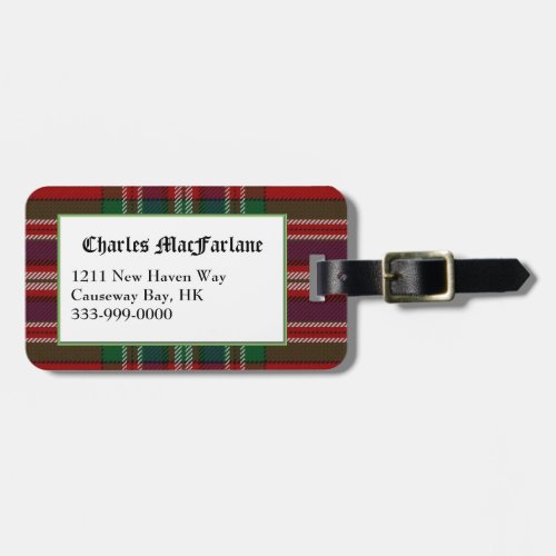 Custom Clan MacFarlane Tartan Plaid Luggage Tag