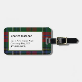 Custom Clan MacLean Tartan Plaid Luggage Tag