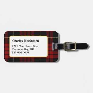 Custom Clan MacQueen Tartan Plaid Luggage Tag