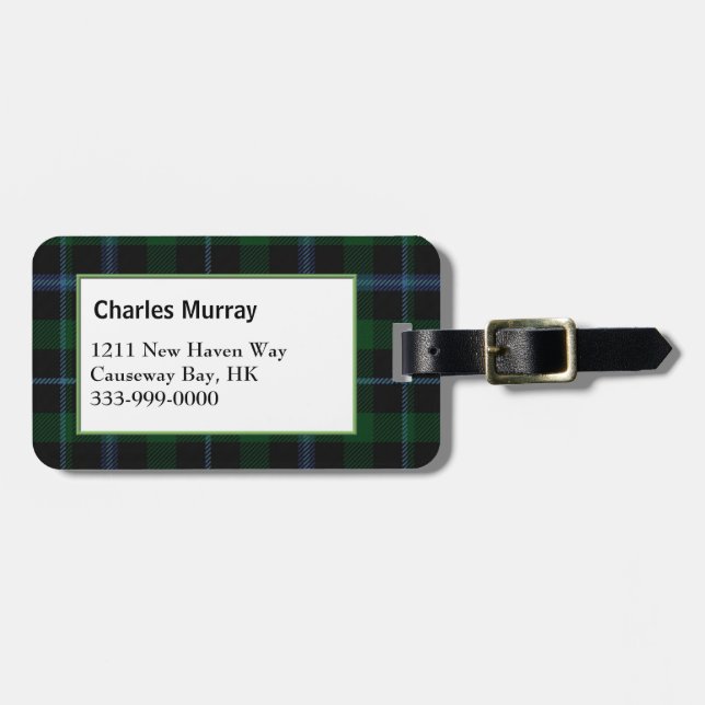 Custom Clan Murray Tartan Plaid Luggage Tag (Front Horizontal)