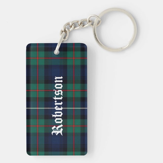 Custom Clan Robertson Tartan Plaid Key Chain (Back)
