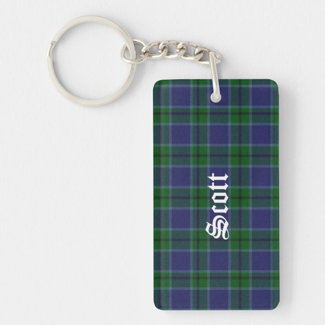 Custom Clan Scott Tartan Plaid Key Chain (Front)