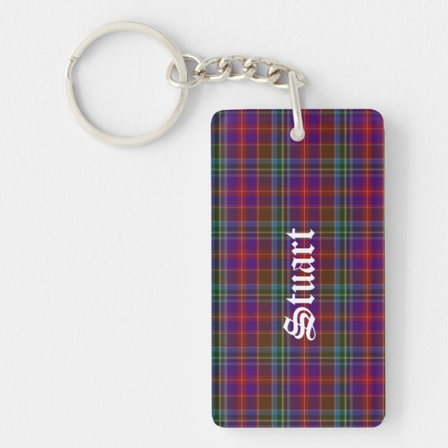 Custom Clan Stuart Tartan Plaid Key Chain (Front)