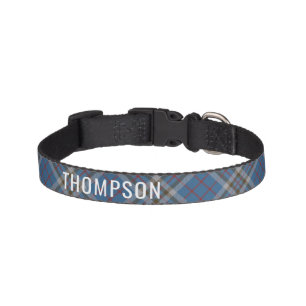 Custom Clan Thompson Tartan Plaid Blue Pattern Pe Pet Collar