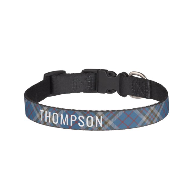  Custom Clan Thompson Tartan Plaid Blue Pattern Pe Pet Collar (Front)