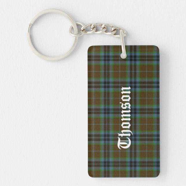 Custom Clan Thomson Tartan Plaid Key Chain (Front)
