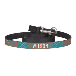 Custom Clan Wilson Tartan Plaid Orange Pattern Pet Leash