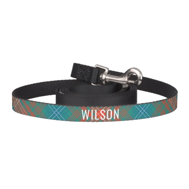Custom Clan Wilson Tartan Plaid Orange Pattern Pet Leash (Hook)