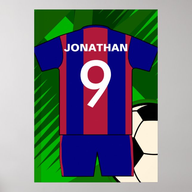Custom Claret and Blue Football Soccer Jersey Poster (Front)