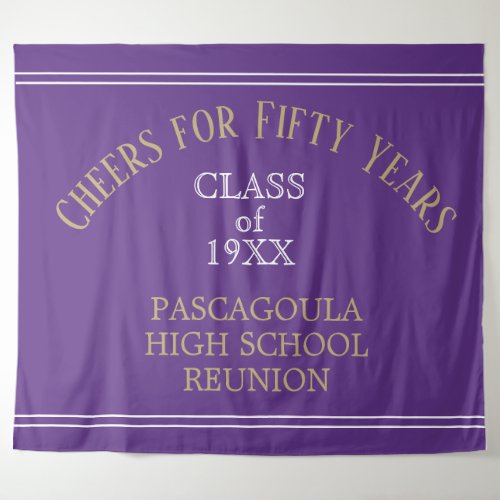 Custom class 50 YEAR reunion tapestry back drop