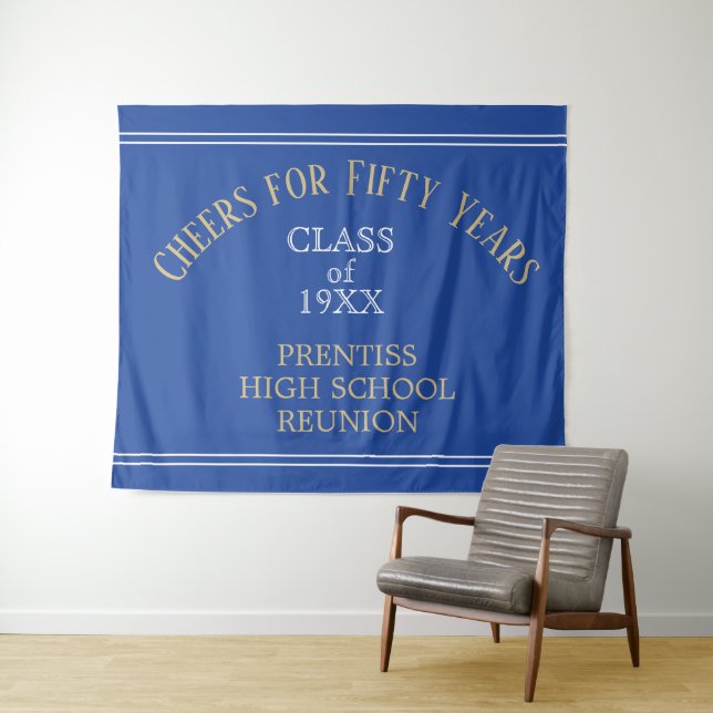 Custom class 50 YEAR reunion tapestry back drop (In Situ (Horizontal))