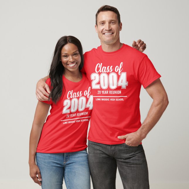 Custom Class of 2004 20 Year High School Reunion T-Shirt (Unisex)