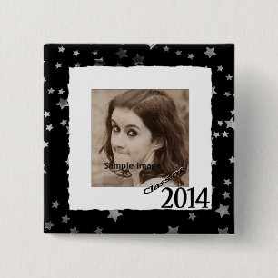 Custom Class of 2014 Graduation Photo Frame Stars Button