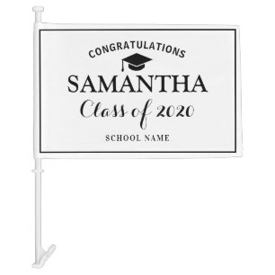 Custom Class of 2020 Graduation Black and White Car Flag