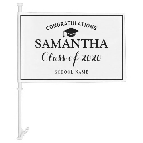 Custom Class of 2020 Graduation Black and White Car Flag