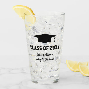Custom class of 2024 graduation party drink glass