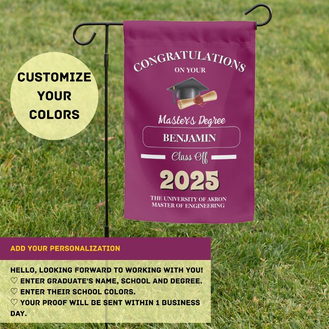Custom Class of 2025 Graduation Flag - Masters Deg (Custom Class of 2025 Graduation Flag - Masters Degree)