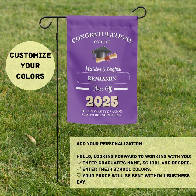 Custom Class of 2025 Graduation Flag - Masters Deg (Custom 2025 Grad Flags: Celebrate Your Graduate!)