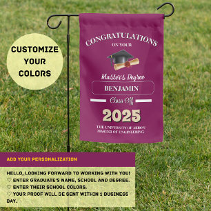 Custom Class of 2026 Masters Degree Bold Modern  Garden Flag