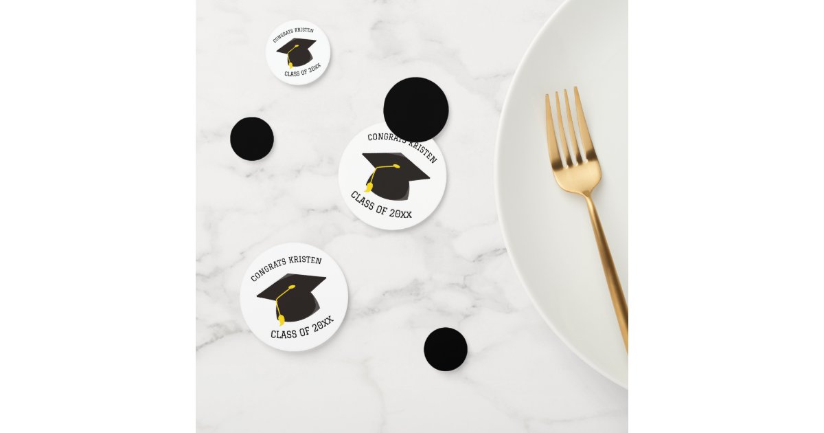 Custom Class of 20xx Black Graduation Cap Gift Confetti | Zazzle