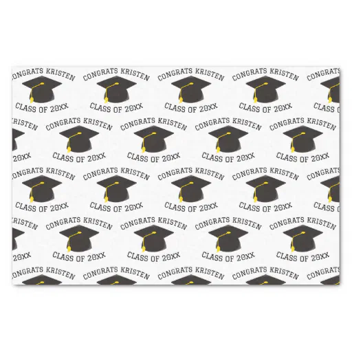 Custom Class of 20xx Black Graduation Cap Gift Tissue Paper