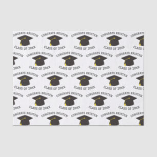Custom Class of 20xx Black Graduation Cap Gift Tissue Paper