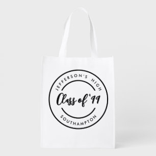 Custom Class of School Graduate Reunion Circle  Grocery Bag