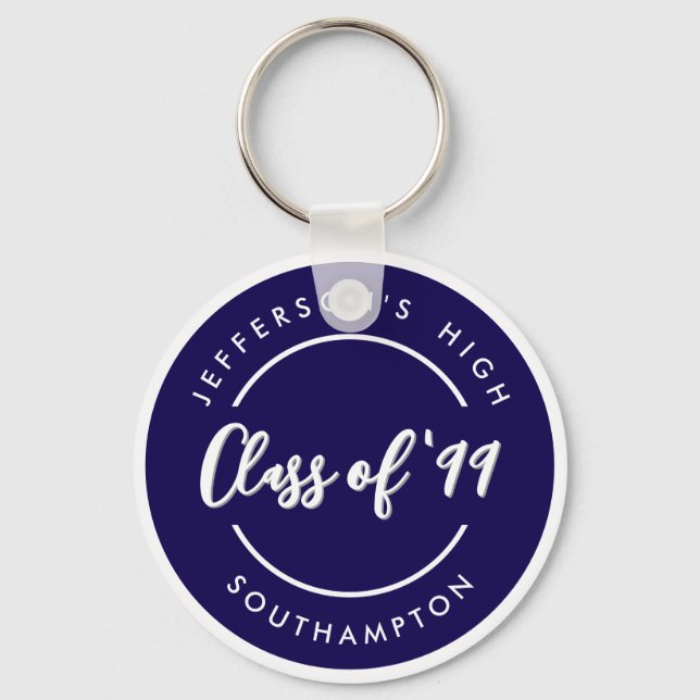 Custom Class of School Graduate Reunion Circle  Keychain (Front)