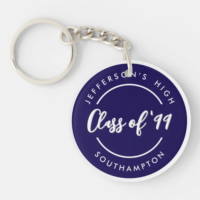 Custom Class of School Graduate Reunion Circle  Keychain (Front)