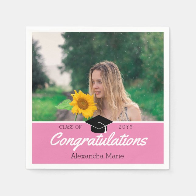 Custom Class Photo School Graduation Napkins (Front)