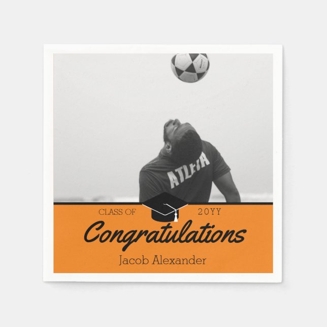 Custom Class Photo School Graduation Napkins (Front)