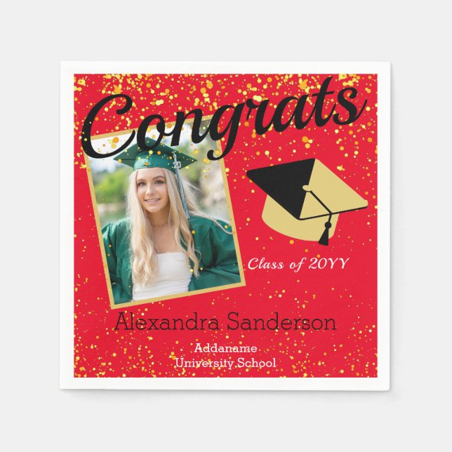 Custom Class Photo School Graduation Napkins (Front)