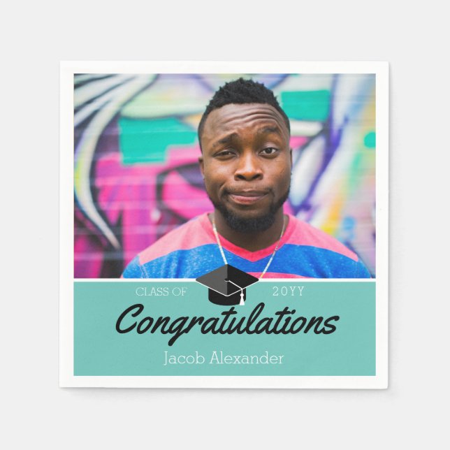 Custom Class Photo School Graduation Napkins (Front)