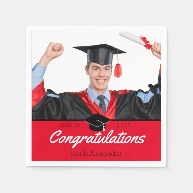 Custom Class Photo School Graduation Napkins (Front)
