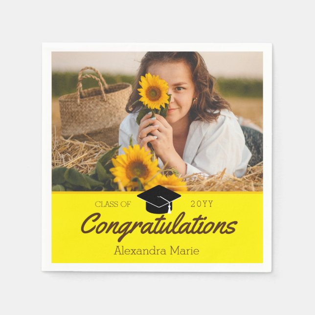 Custom Class Photo School Graduation Napkins (Front)