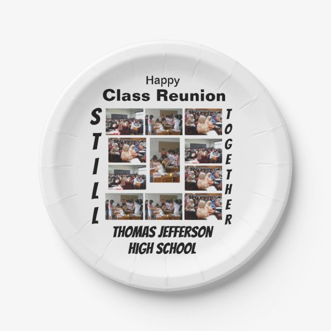 Custom Class Reunion 11 Photo Collage  Paper Plates (Front)