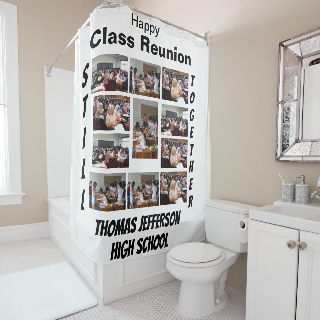 Custom Class Reunion 11 Photo Collage  Shower Curtain (In Situ)