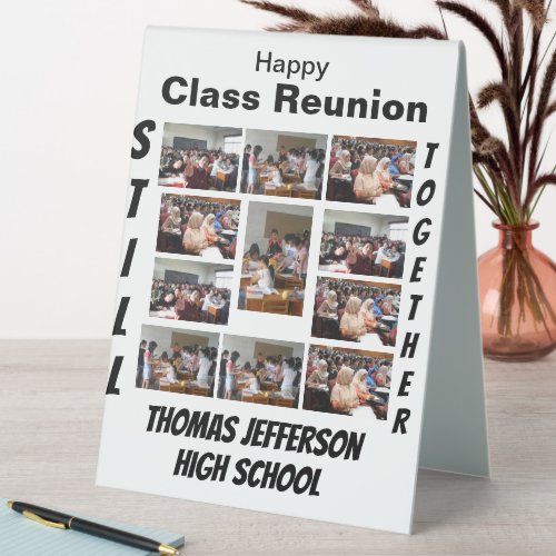 Custom Class Reunion 11 Photo Collage Table Tent Sign