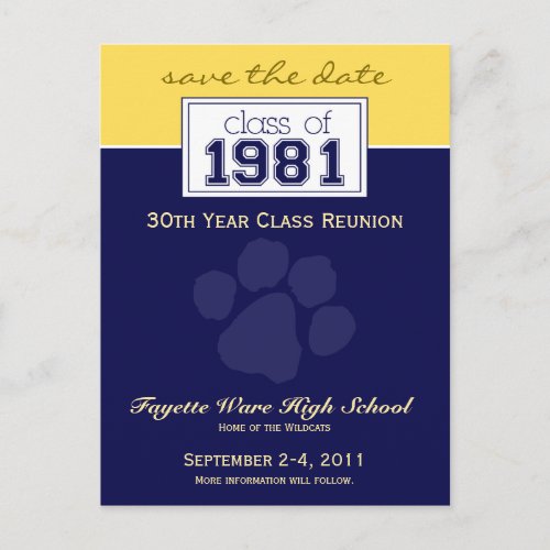 custom Class Reunion Save_the_Date Announcement 2 Postcard