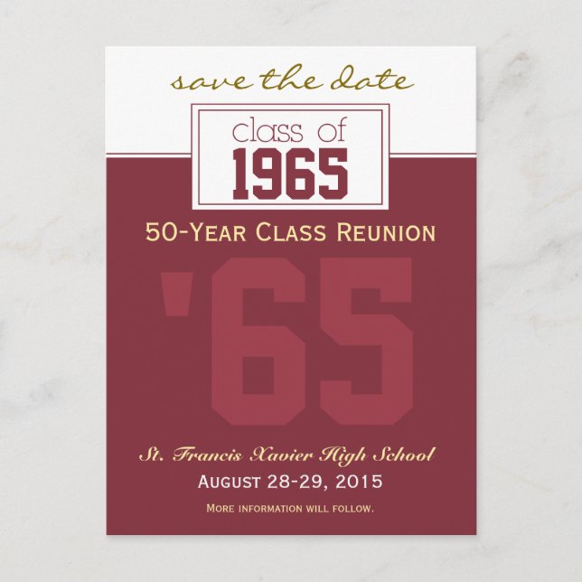 Custom Class Reunion Save-the-Date Announcement Postcard (Front)