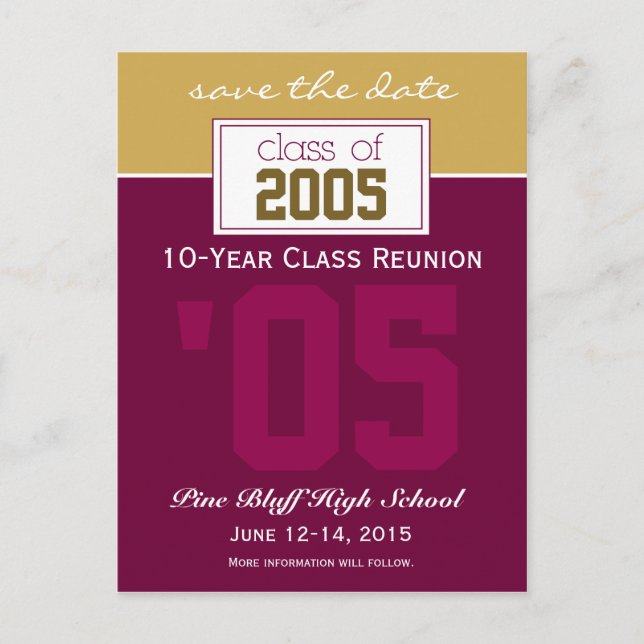 Custom Class Reunion Save-the-Date Announcement Postcard (Front)