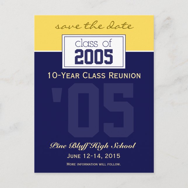 Custom Class Reunion Save-the-Date Announcement Postcard (Front)