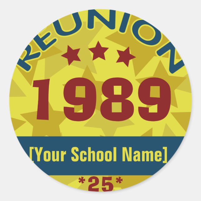 Custom Class Reunion Stars Classic Round Sticker (Front)