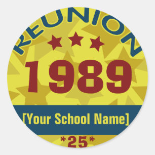 Custom Class Reunion Stars Classic Round Sticker