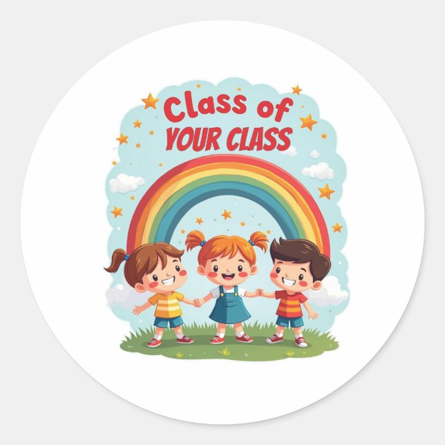 Custom Class Room Design For Kids Classic Round Sticker (Front)