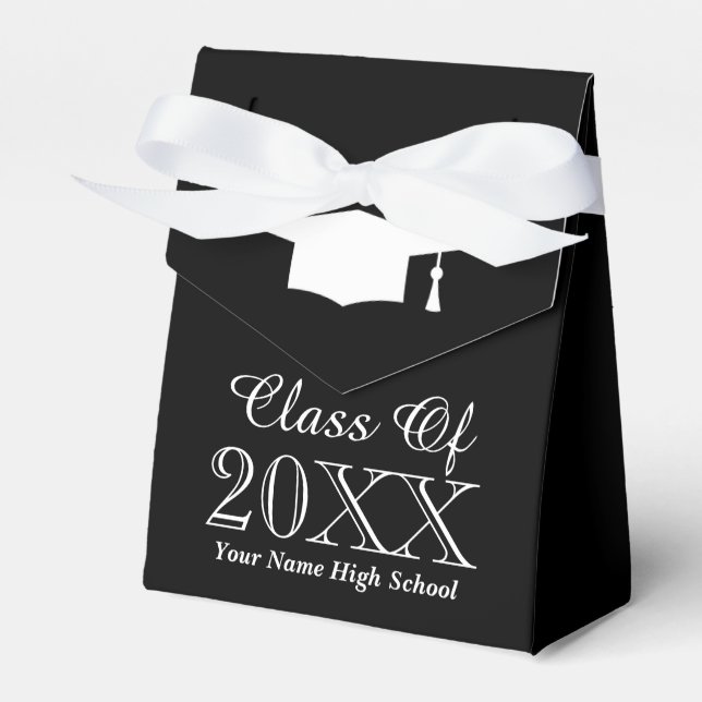 Custom class school graduation party favor boxes (Front Side)